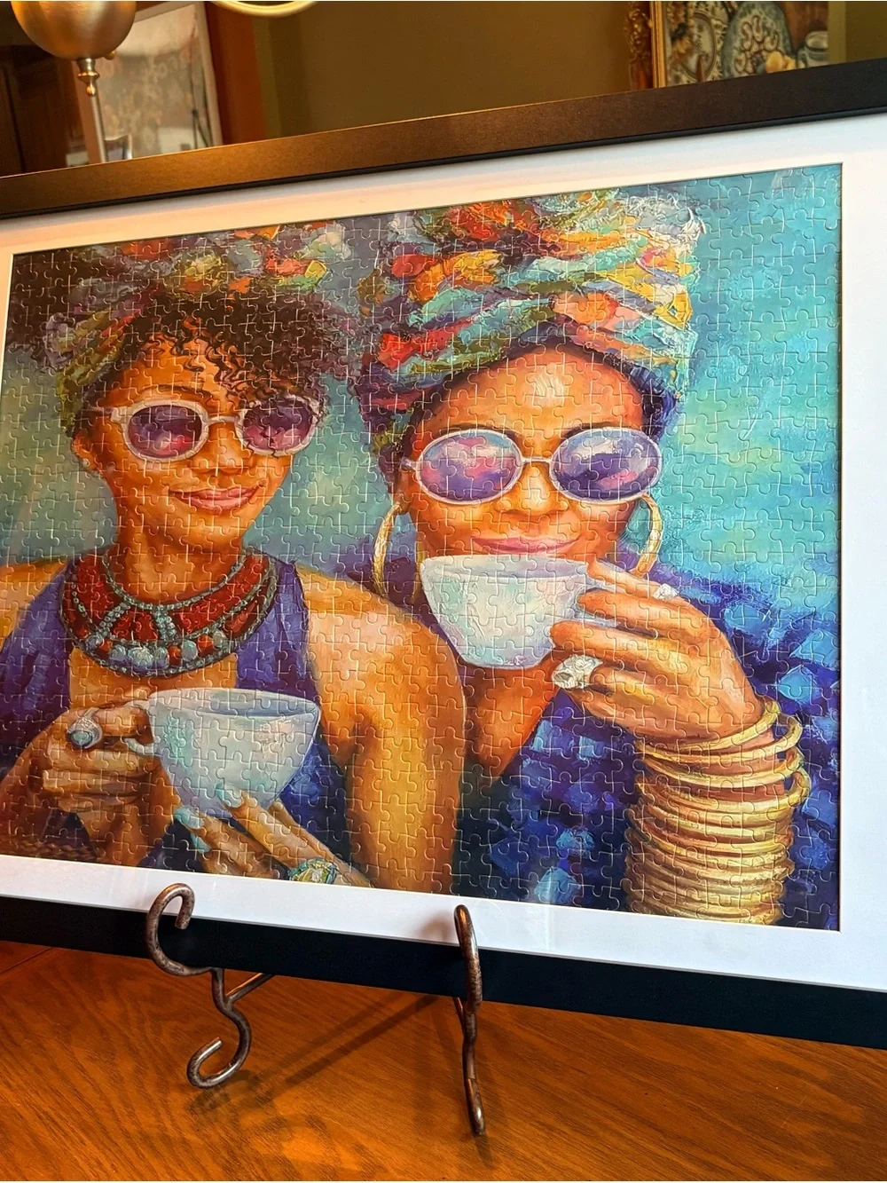 Colorful Tea Time Wall Art Print - Vibrant Blue & Multicolor